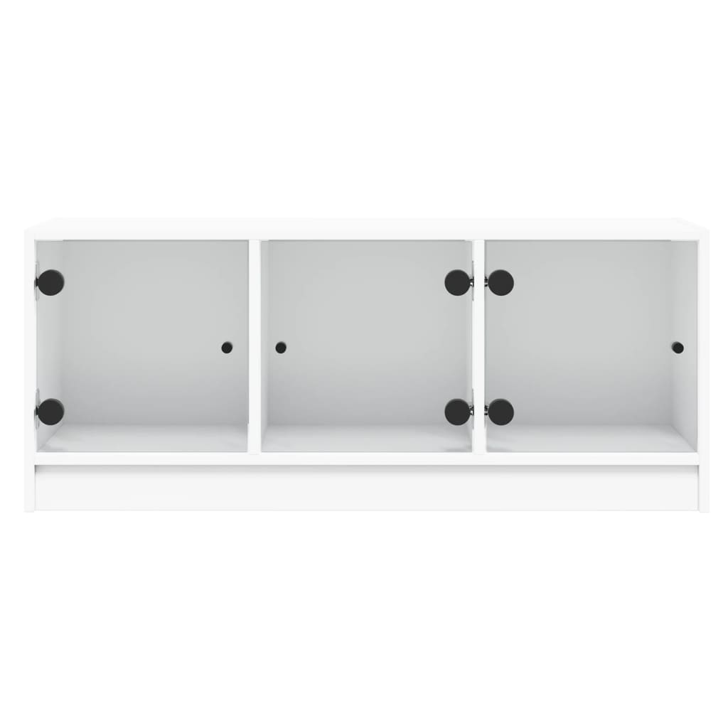 tv-bord med glaslåger 102x37x42 cm hvid