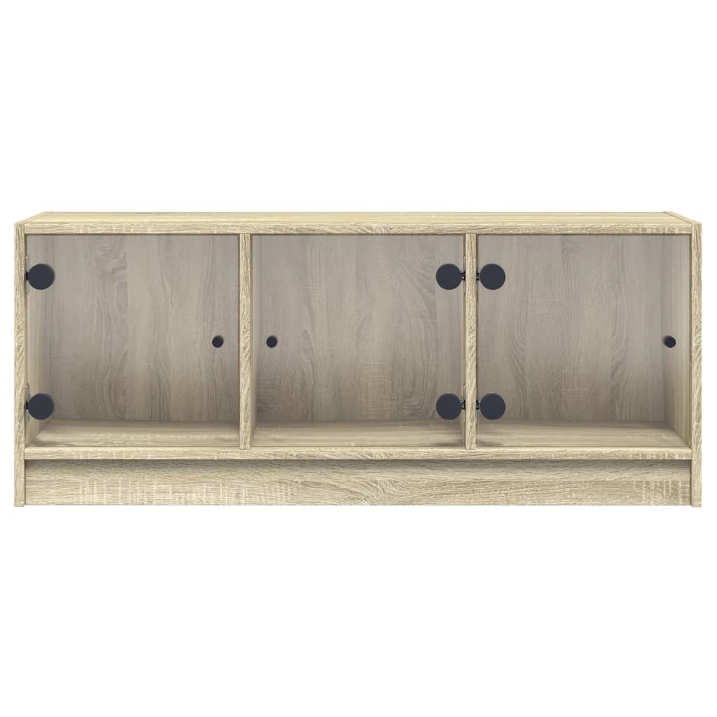 skab med glaslåger 102x37x42 cm sonoma-eg