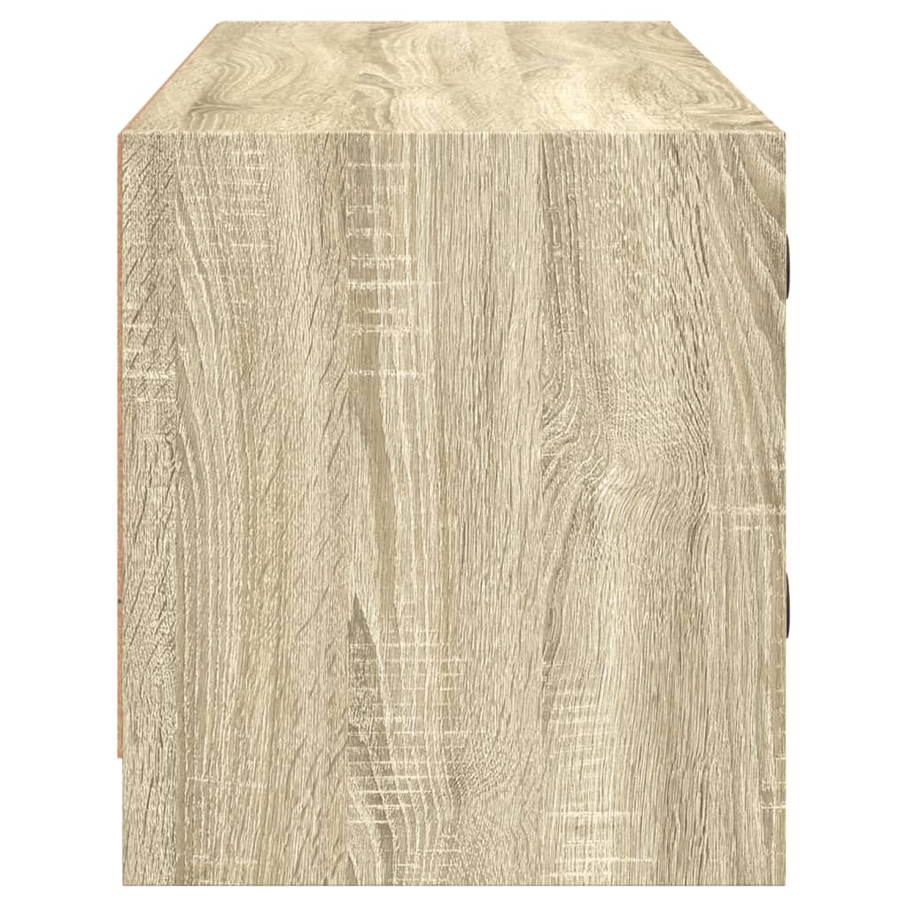 skab med glaslåger 102x37x42 cm sonoma-eg