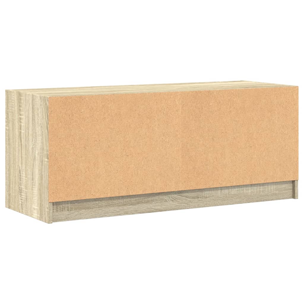 skab med glaslåger 102x37x42 cm sonoma-eg