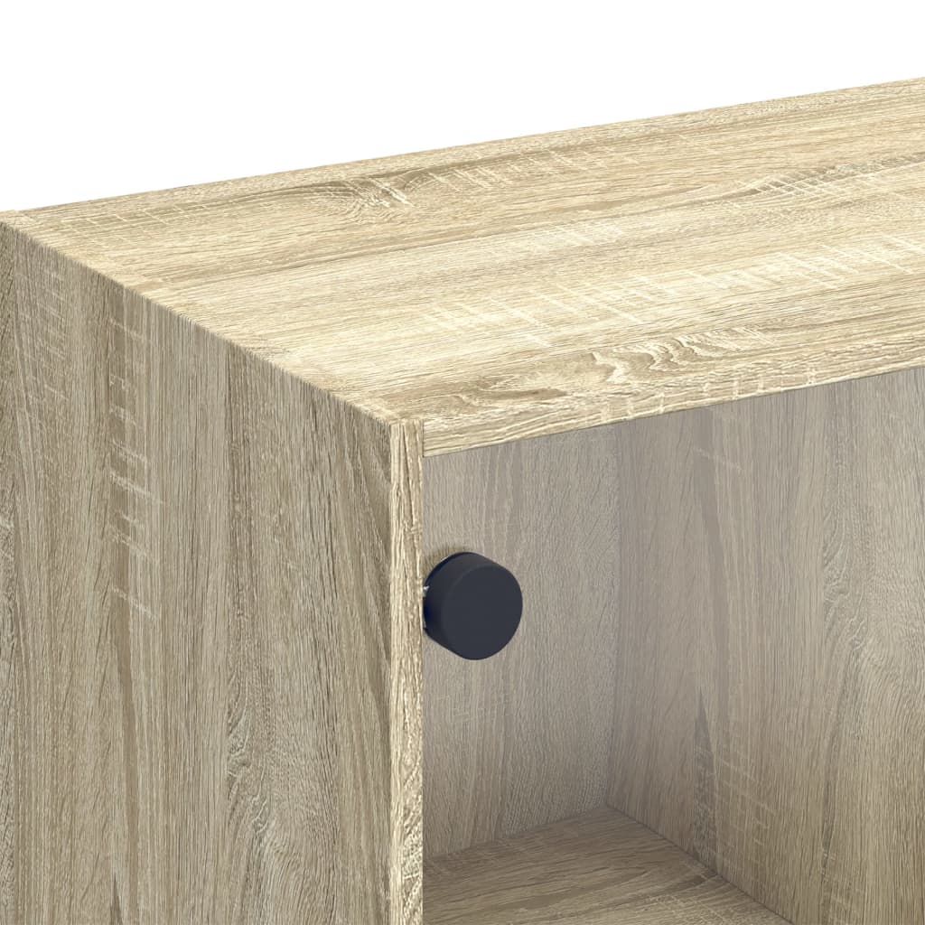 skab med glaslåger 102x37x42 cm sonoma-eg