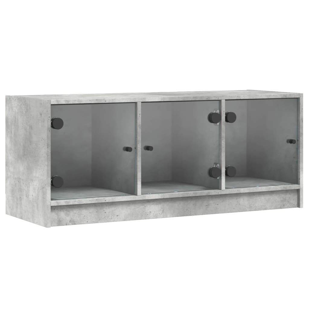 skab med glaslåger 102x37x42 cm betongrå