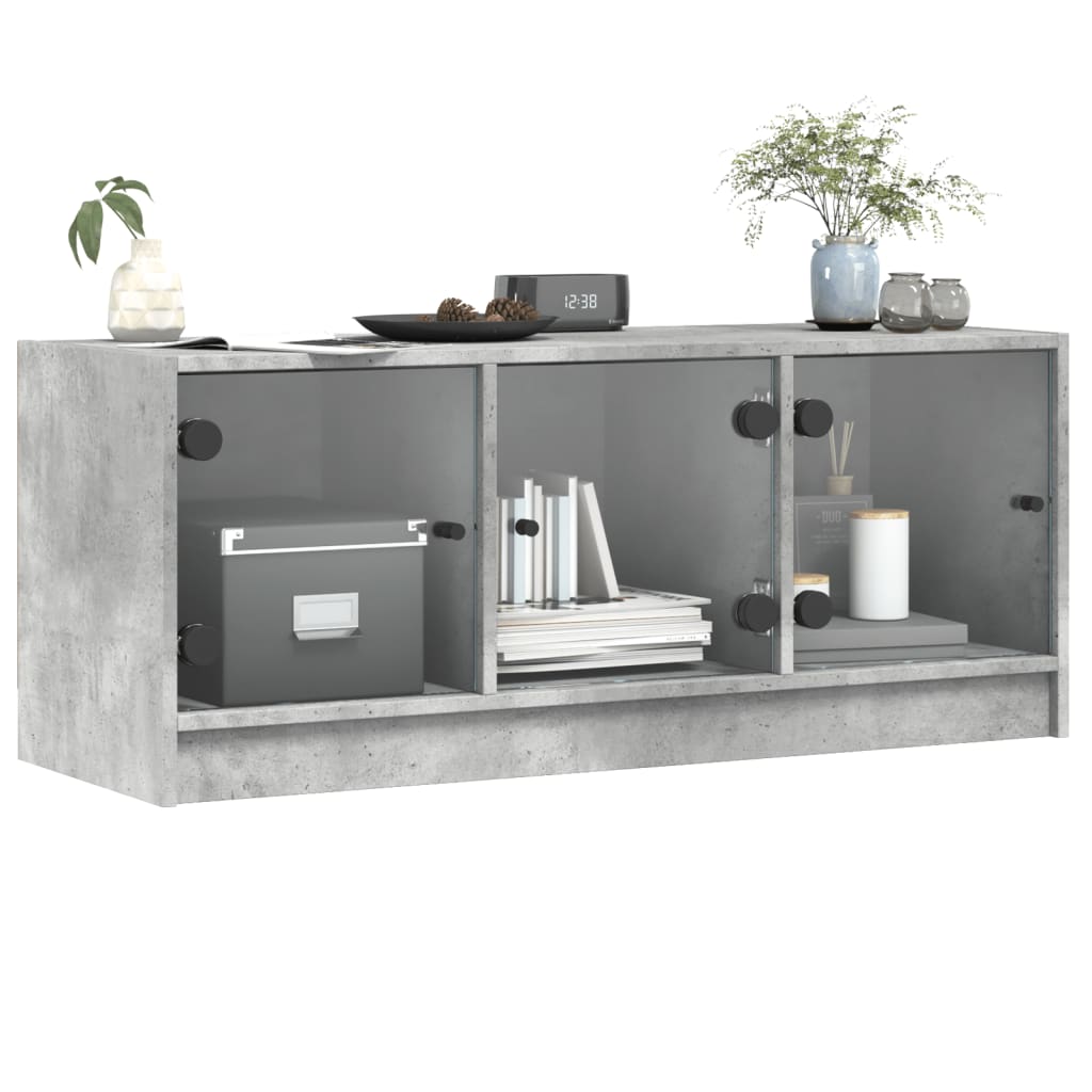 skab med glaslåger 102x37x42 cm betongrå