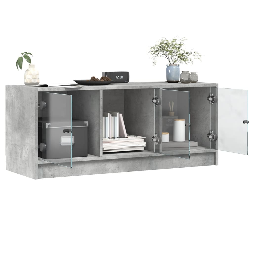 skab med glaslåger 102x37x42 cm betongrå