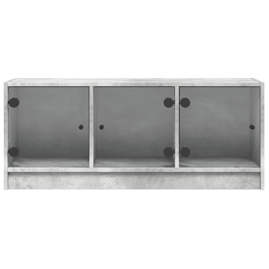 skab med glaslåger 102x37x42 cm betongrå