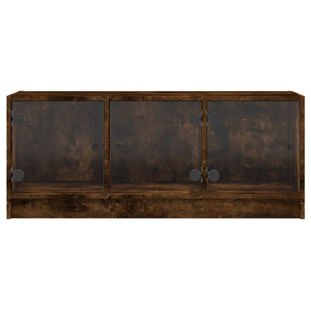 skab med glaslåger 102x37x42 cm røget egetræsfarve