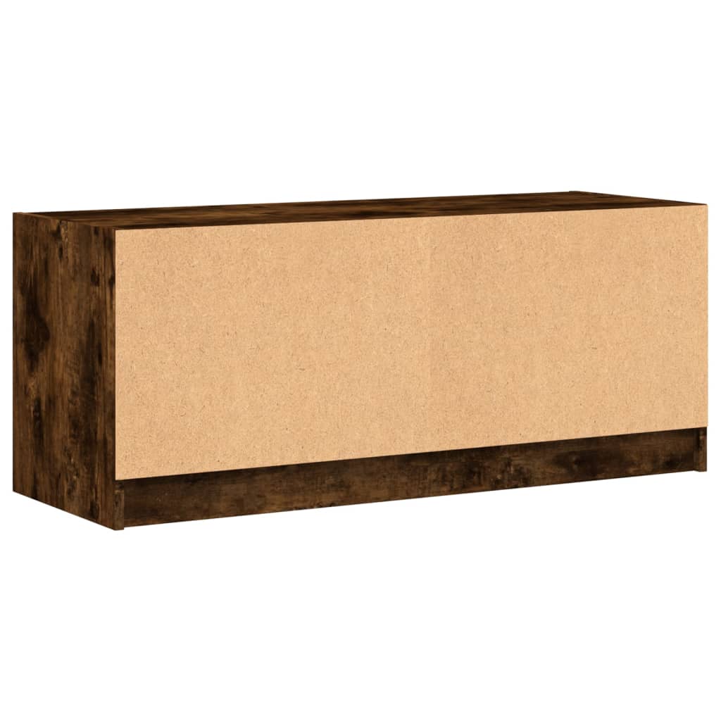 skab med glaslåger 102x37x42 cm røget egetræsfarve