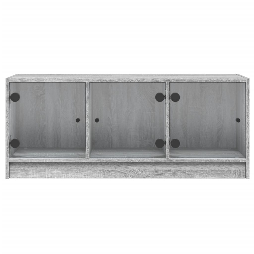 skab med glaslåger 102x37x42 cm grå sonoma-eg