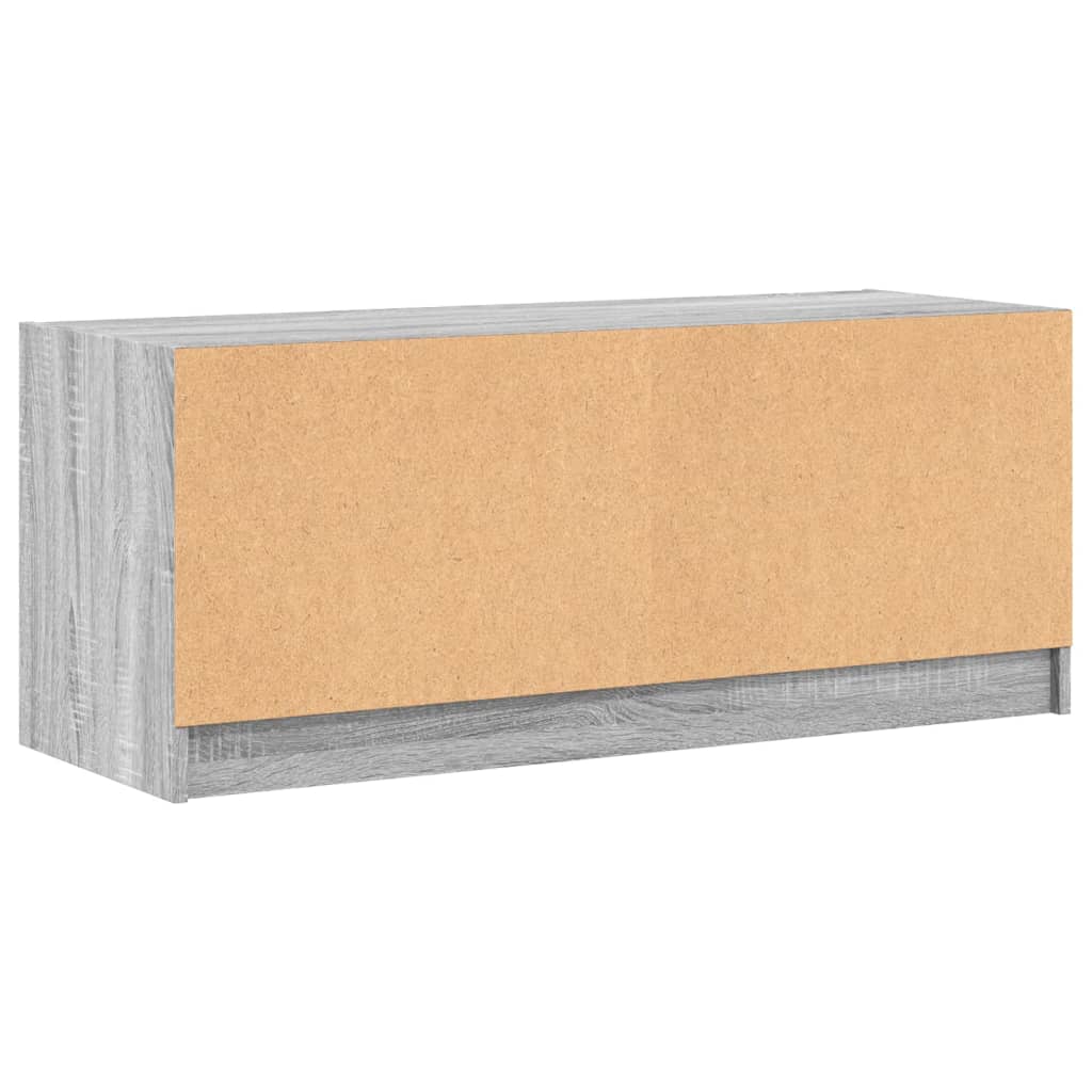 skab med glaslåger 102x37x42 cm grå sonoma-eg
