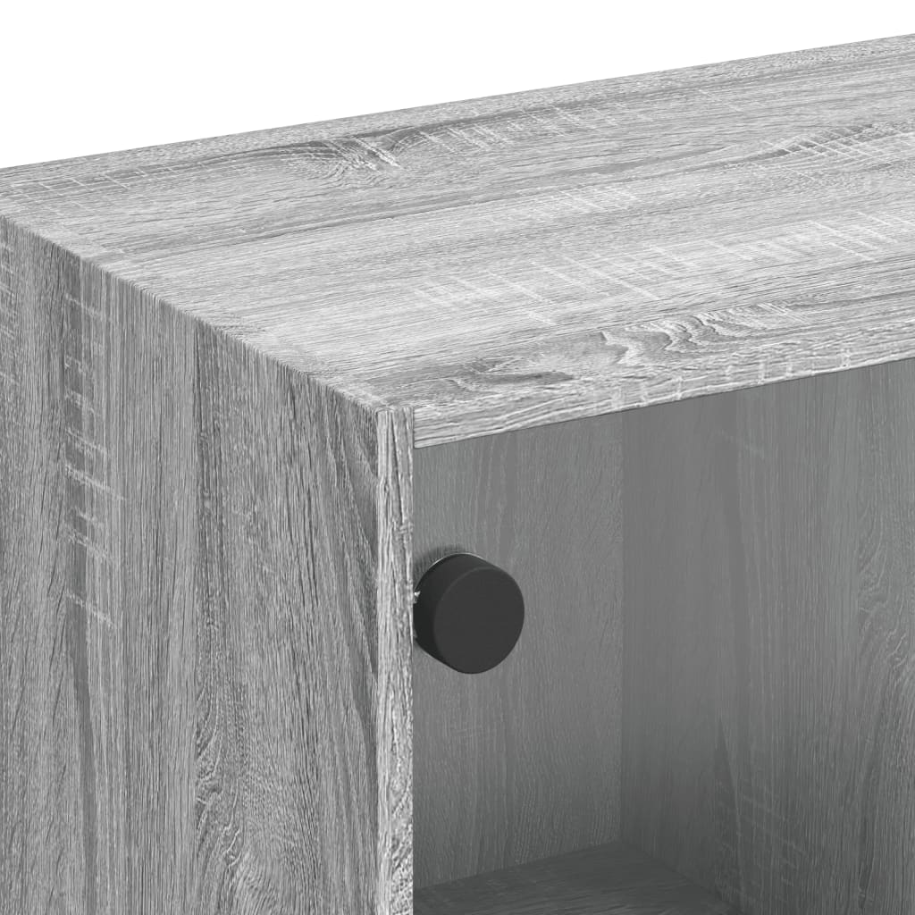 skab med glaslåger 102x37x42 cm grå sonoma-eg