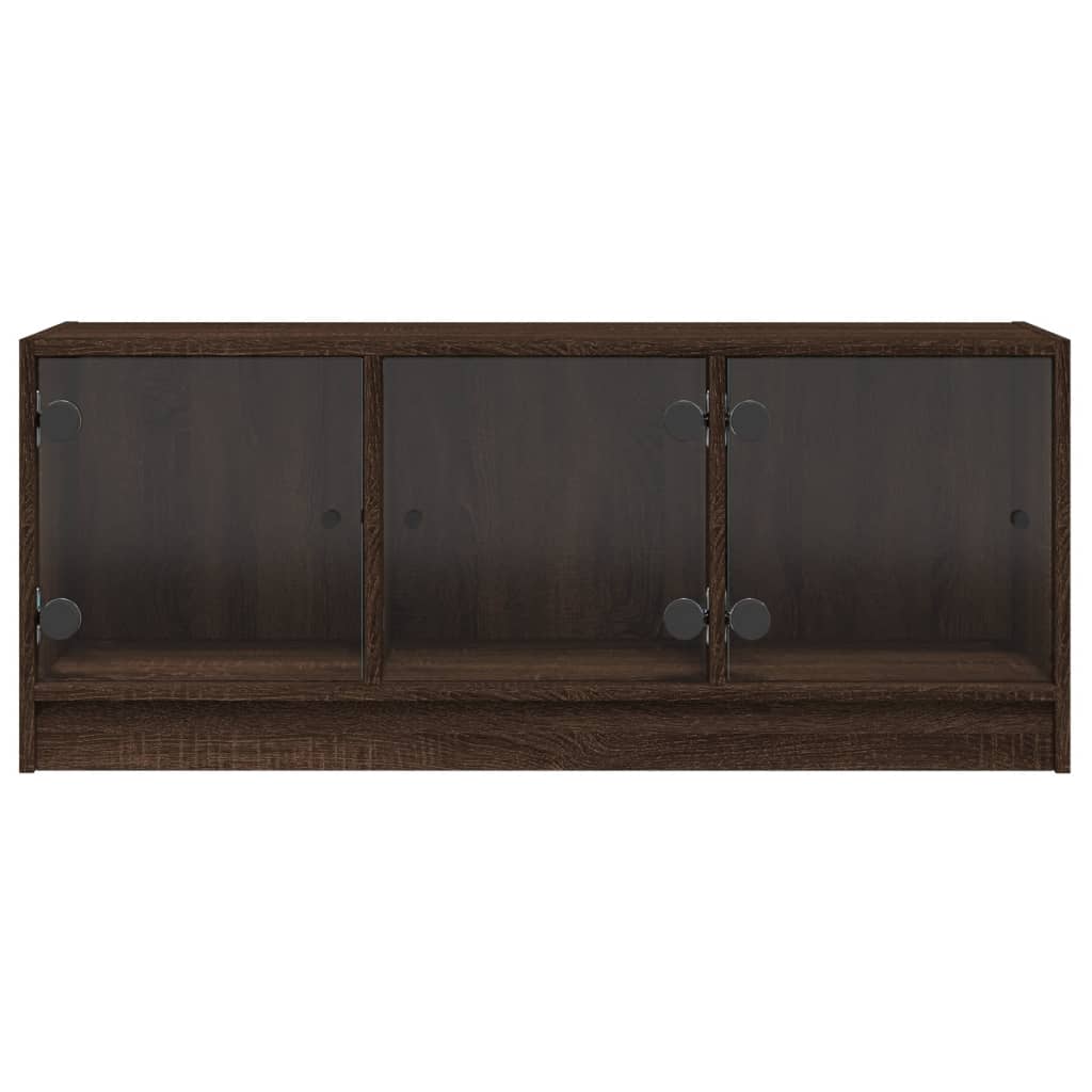 skab med glaslåger 102x37x42 cm brun egetræsfarve
