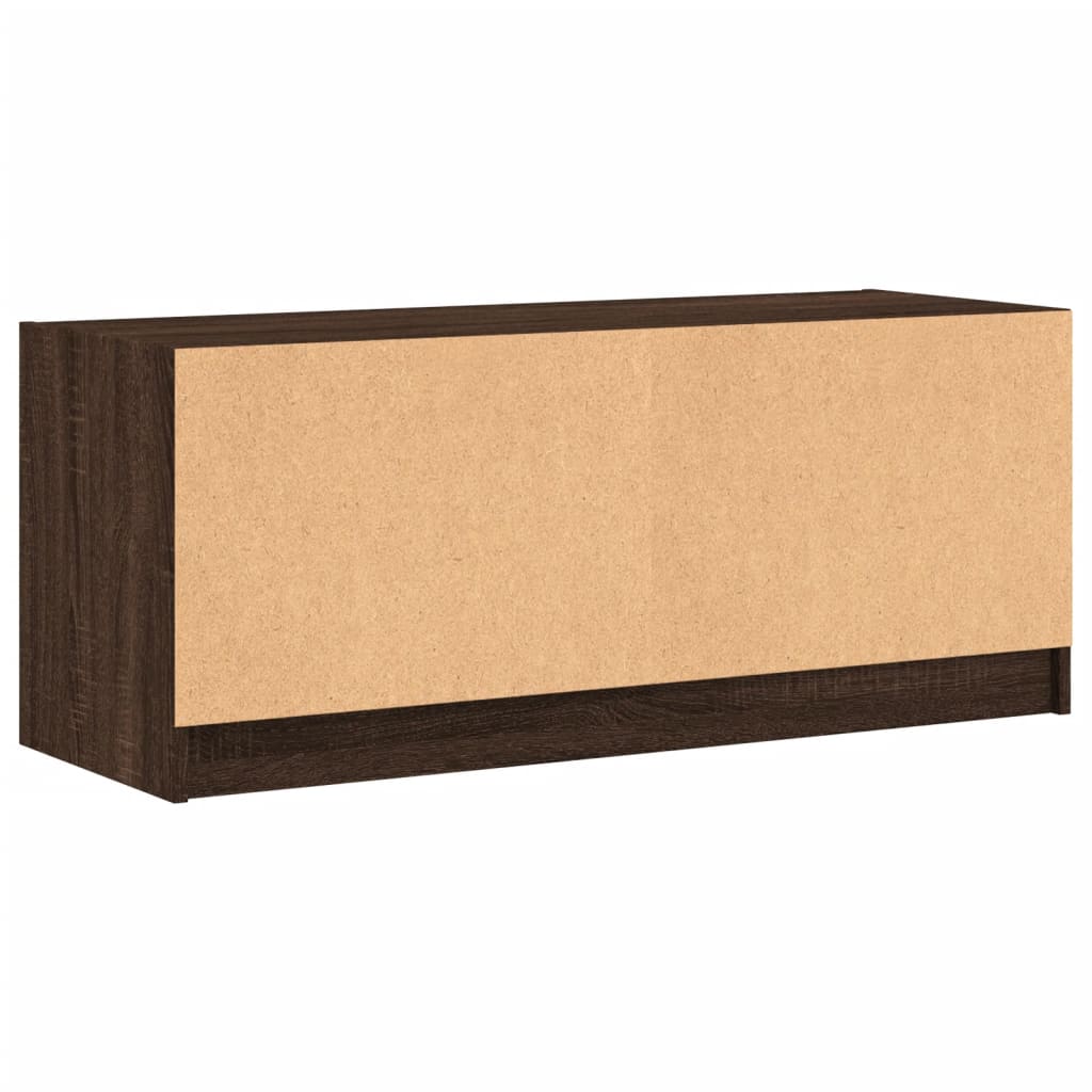 skab med glaslåger 102x37x42 cm brun egetræsfarve