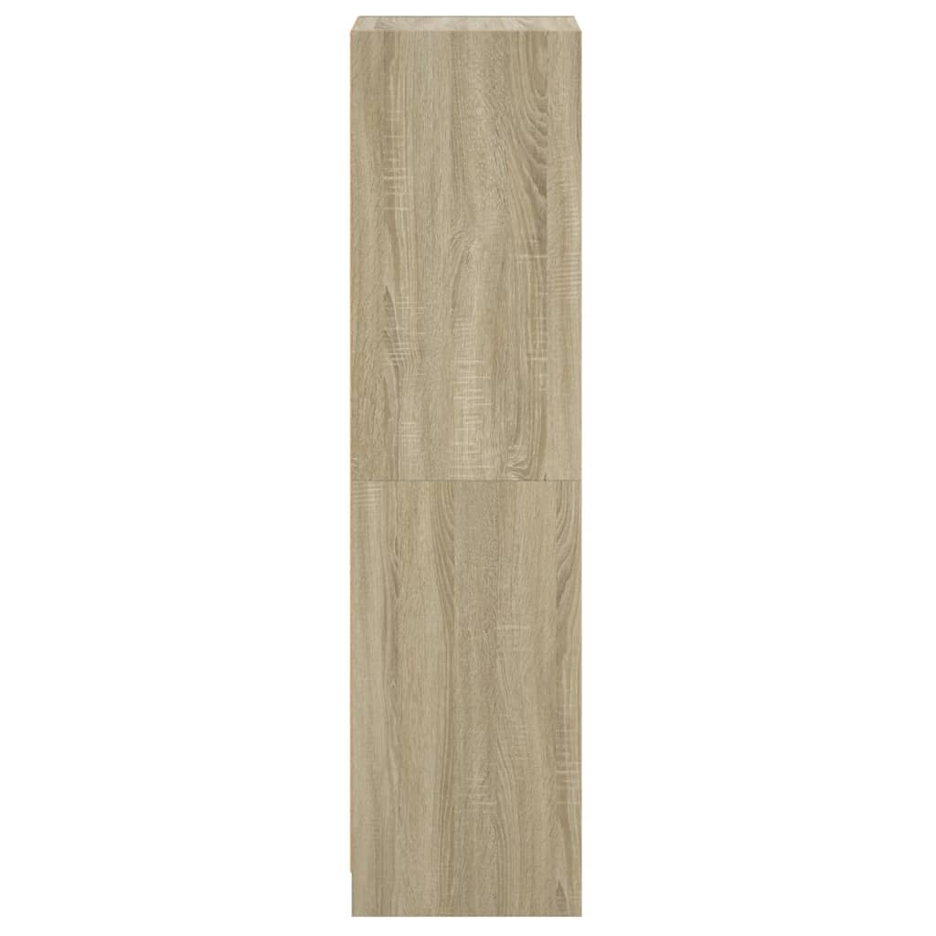 skab med glaslåger 35x37x142 cm sonoma-eg