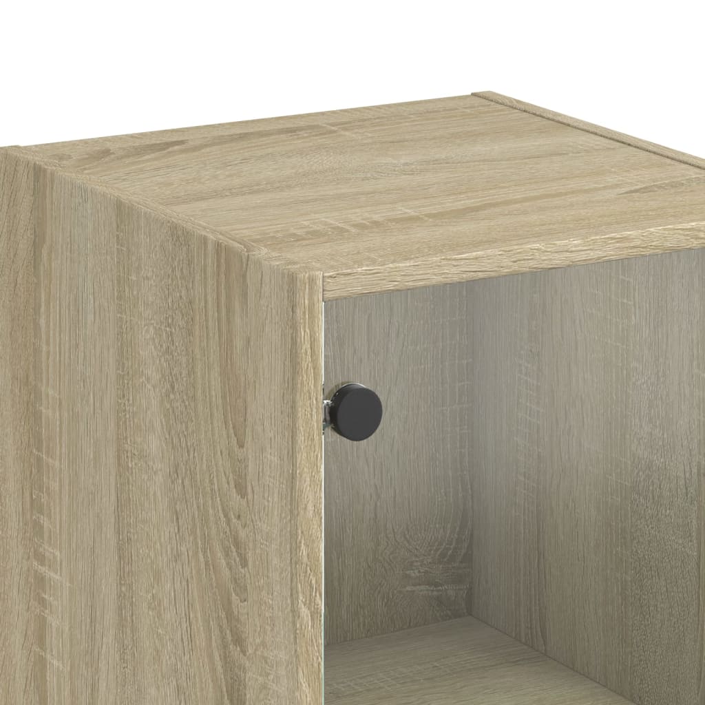 skab med glaslåger 35x37x142 cm sonoma-eg