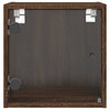 sengeborde med glaslåger 2 stk. 35x37x35 cm brun egetræ