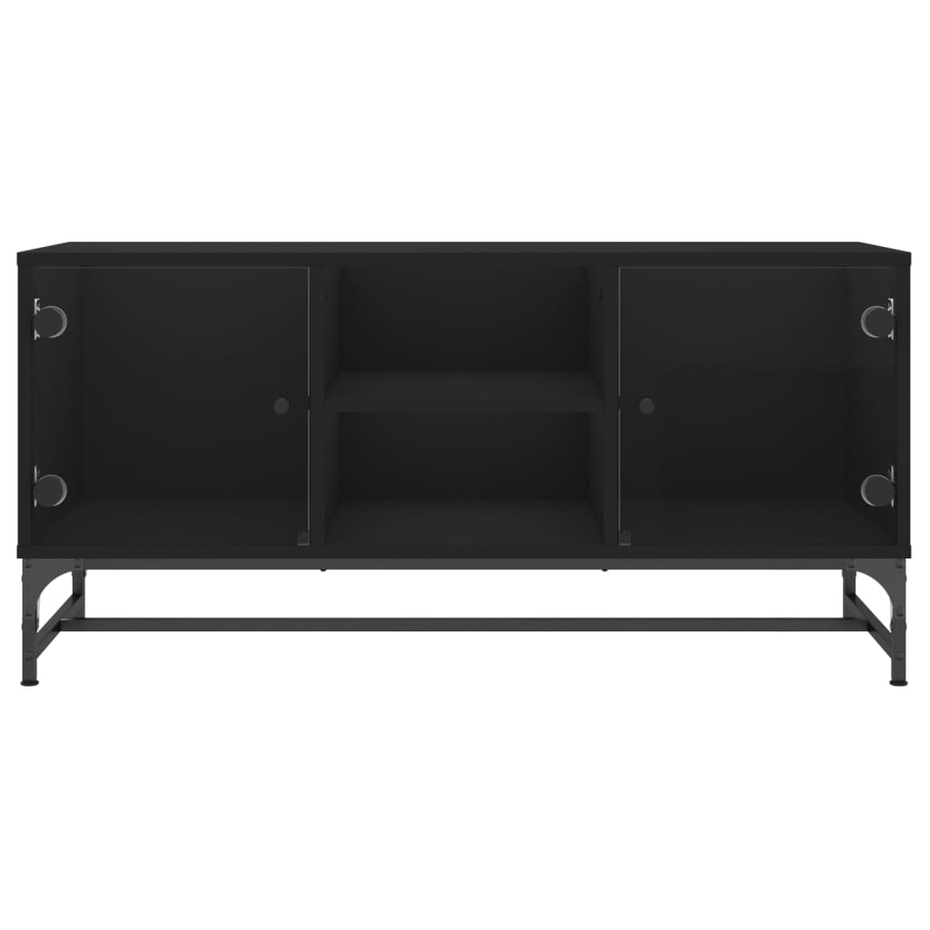 tv-bord med glaslåger 102x37x50 cm sort