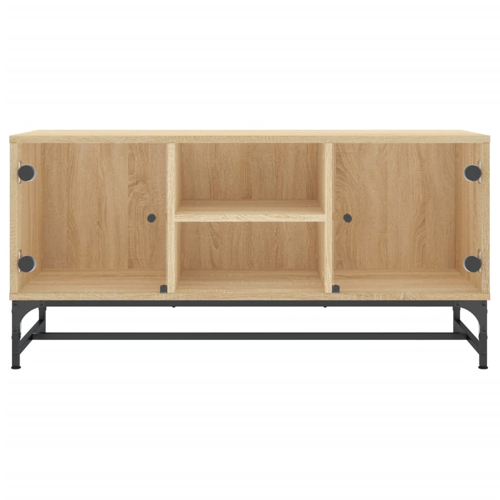 skab med glaslåger 102x37x50 cm sonoma-eg