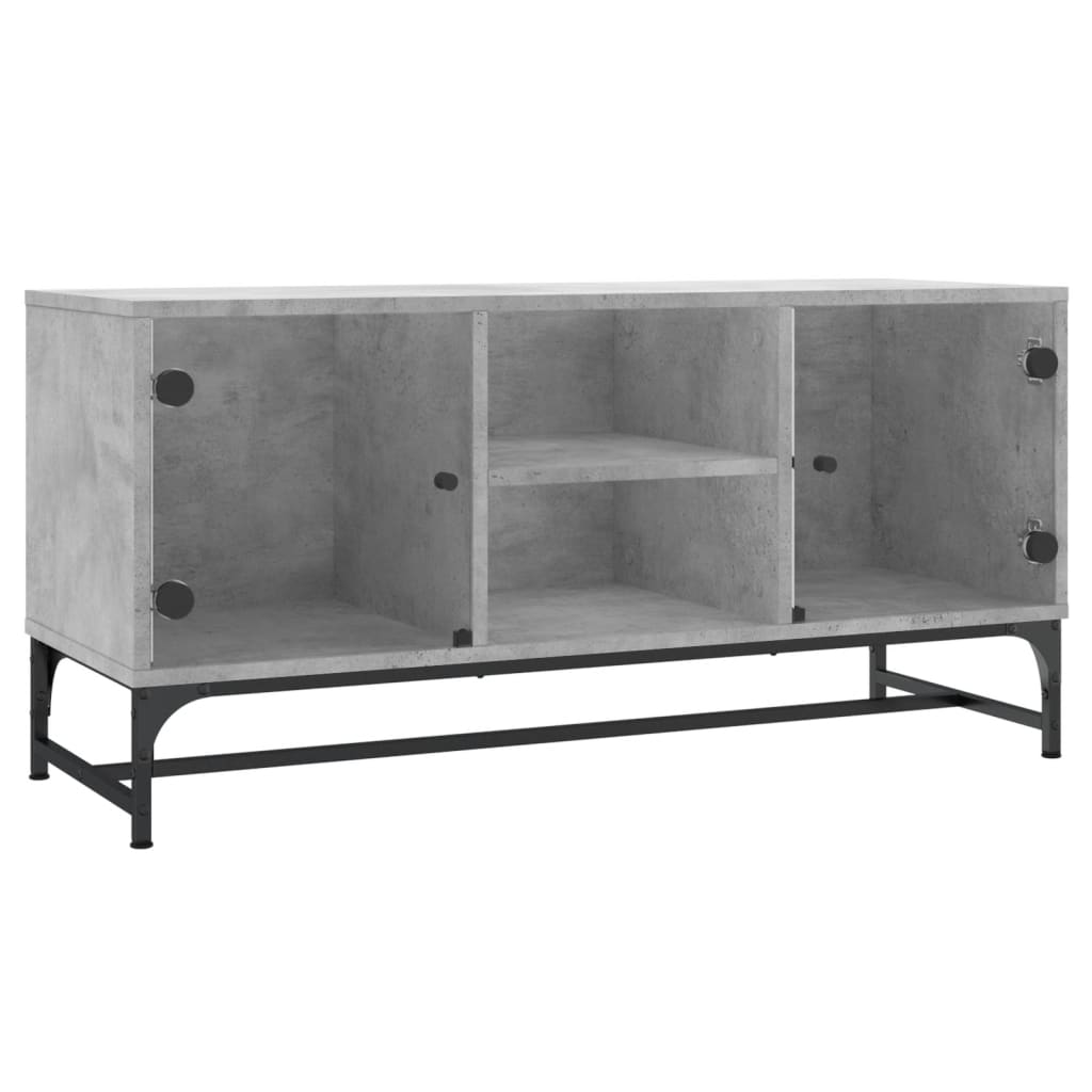 skab med glaslåger 102x37x50 cm betongrå