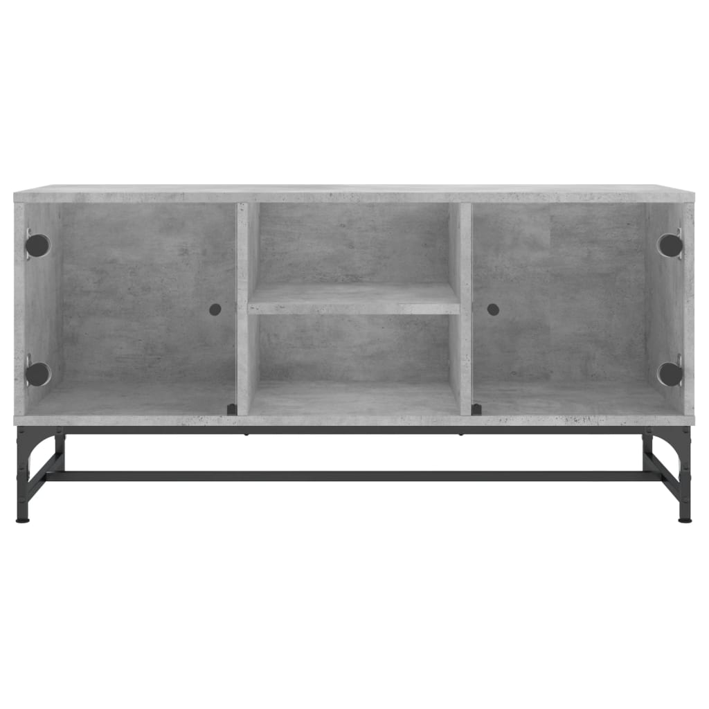 skab med glaslåger 102x37x50 cm betongrå