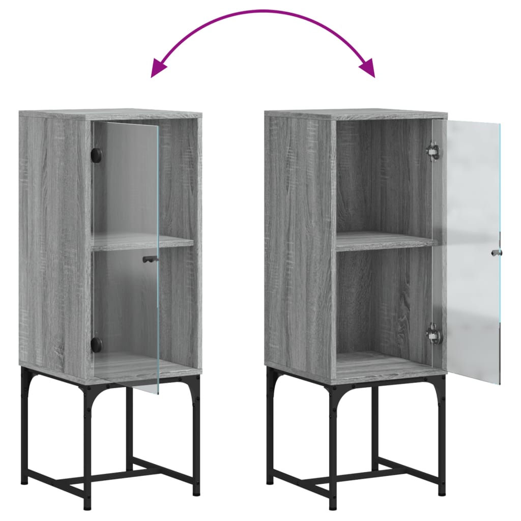 skab med glaslåge 35x37x100 cm grå sonoma-eg