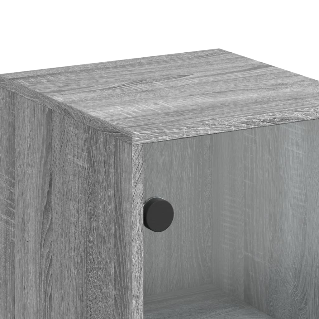 skab med glaslåger 35x37x120 cm grå sonoma-eg