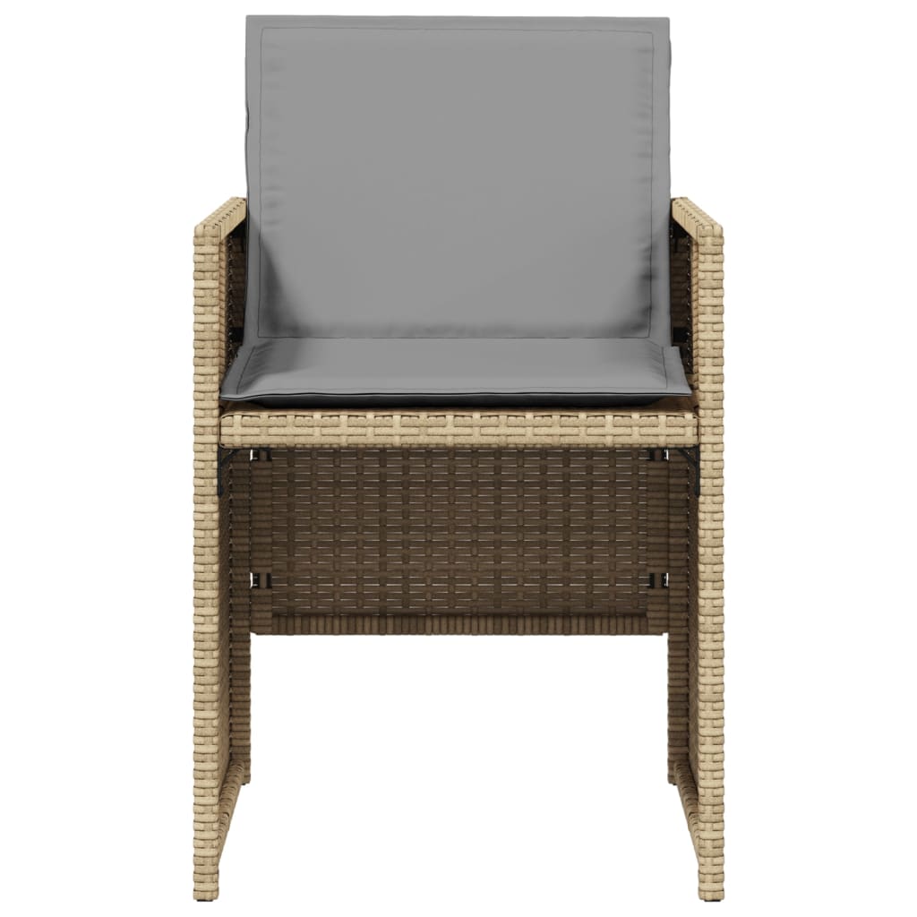 havestole 4 stk. med hynder polyrattan blandet beige