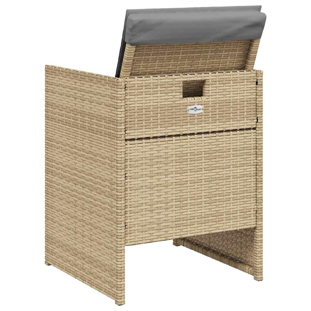havestole 4 stk. med hynder polyrattan blandet beige