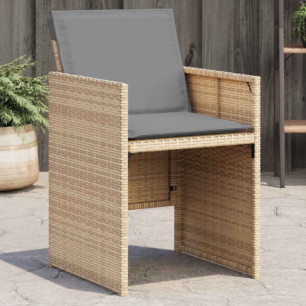 havestole 4 stk. med hynder polyrattan blandet beige