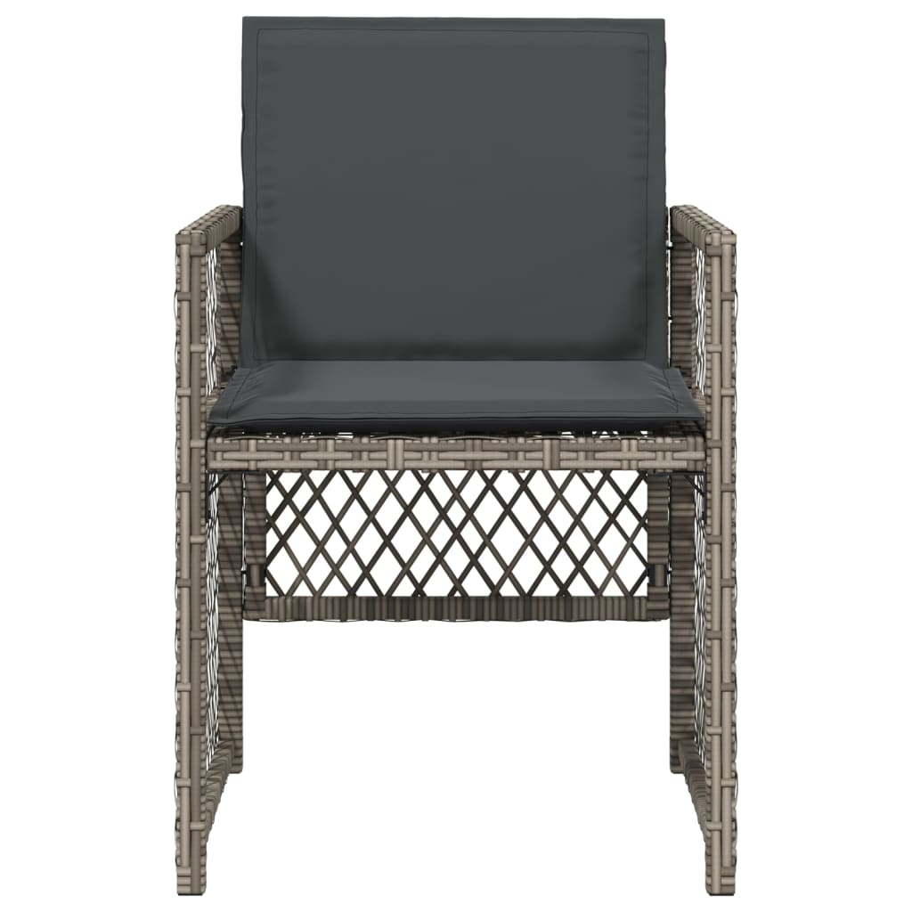 havestole med hynder 4 stk. polyrattan grå