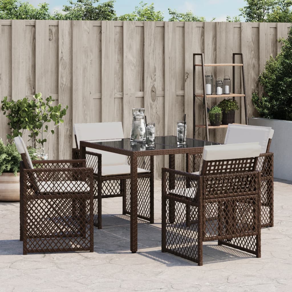 havestole 4 stk. med hynder polyrattan brun