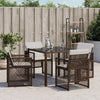havestole 4 stk. med hynder polyrattan brun