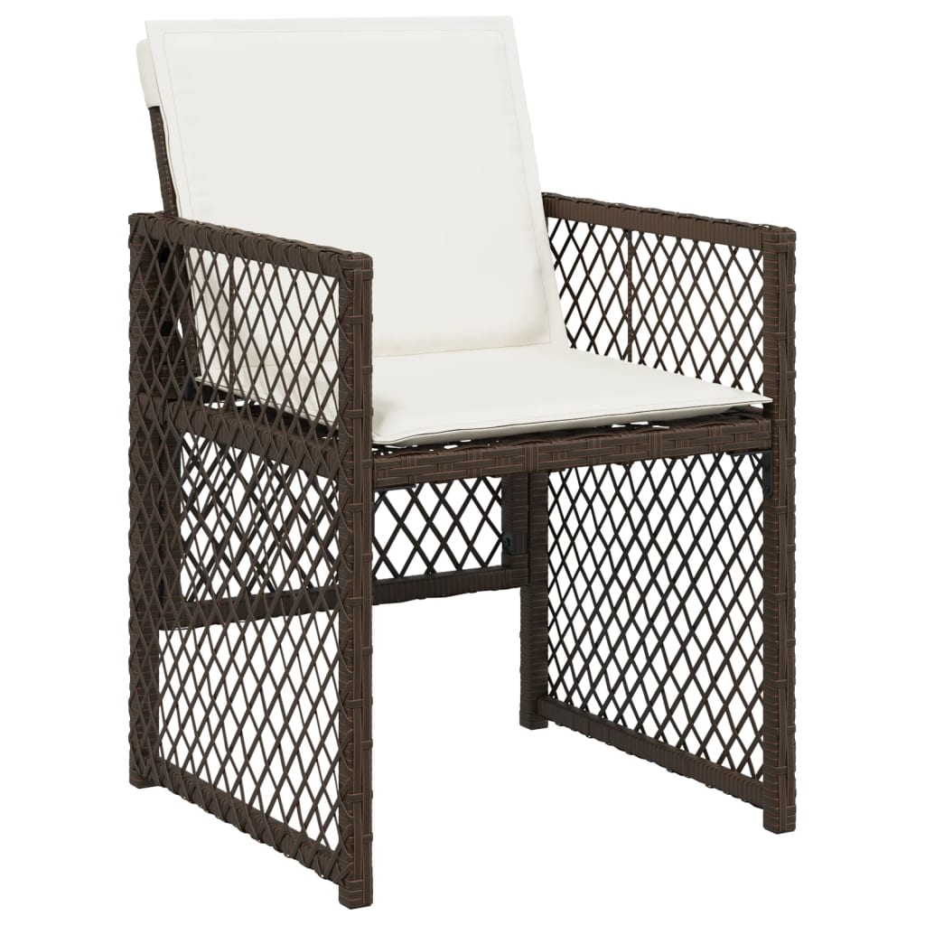 havestole 4 stk. med hynder polyrattan brun