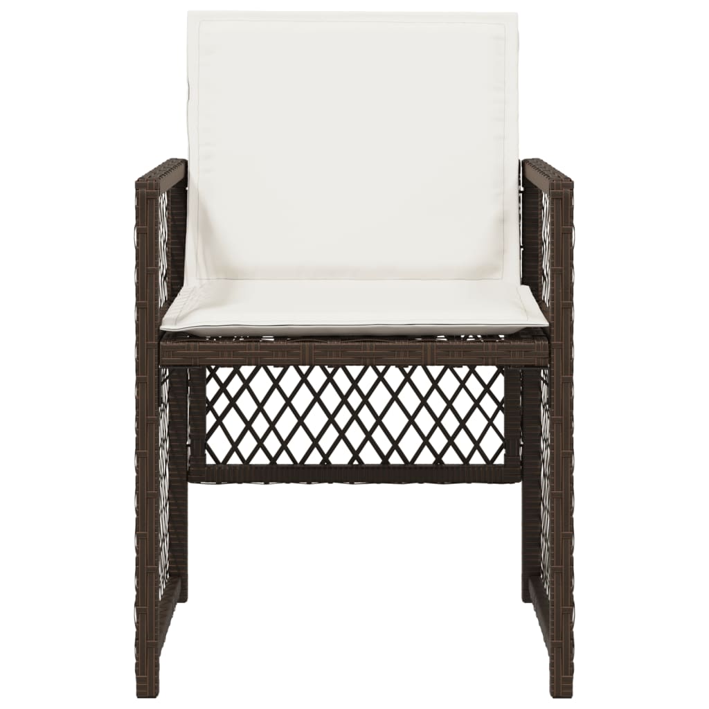 havestole 4 stk. med hynder polyrattan brun