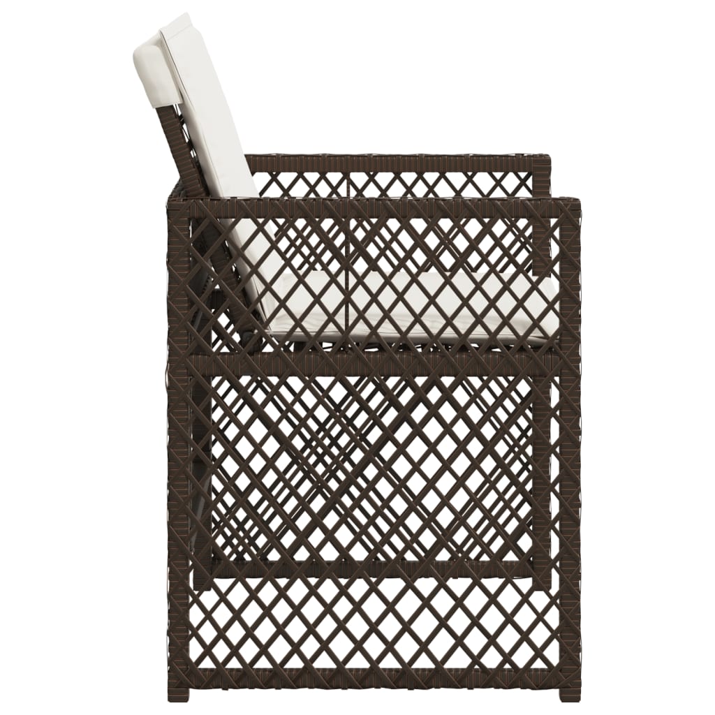 havestole 4 stk. med hynder polyrattan brun