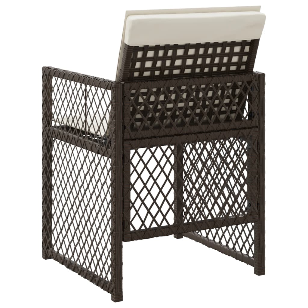 havestole 4 stk. med hynder polyrattan brun