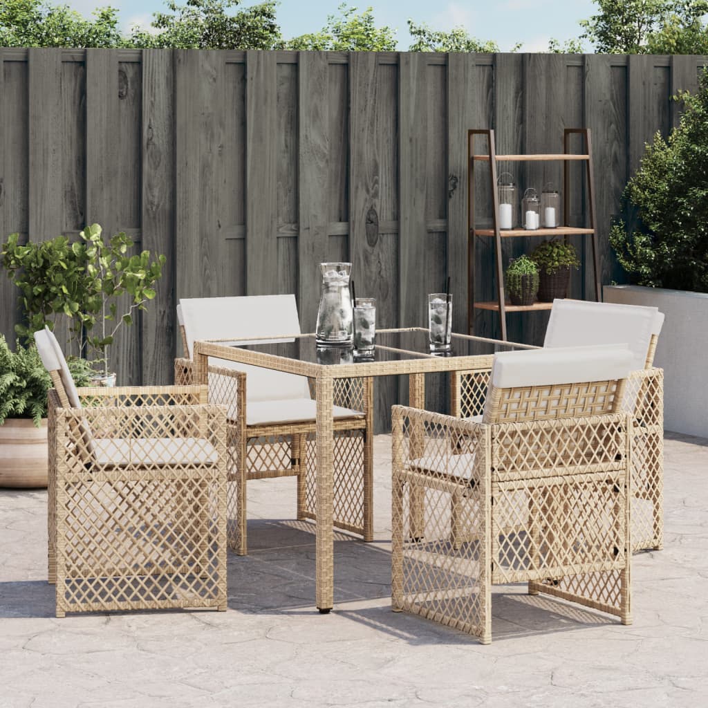 havestole 4 stk. med hynder polyrattan beige