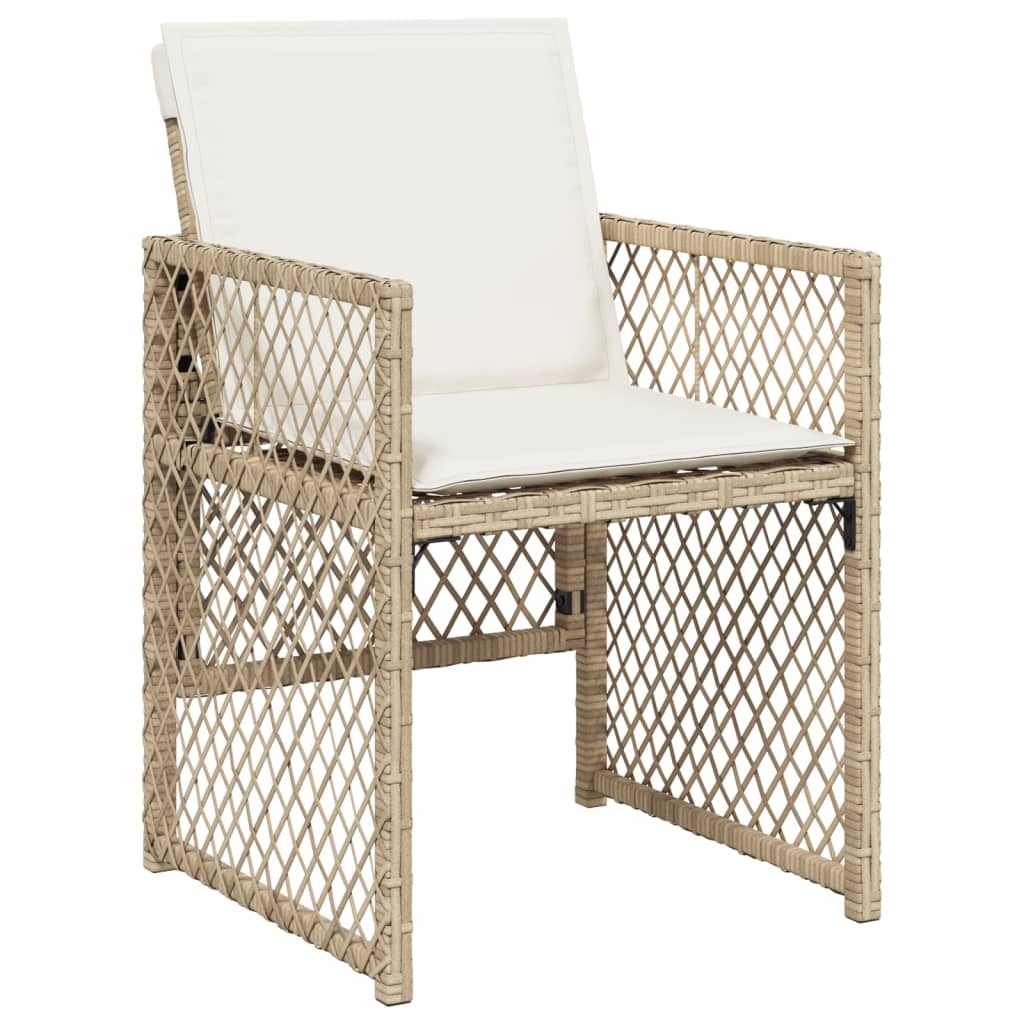 havestole 4 stk. med hynder polyrattan beige