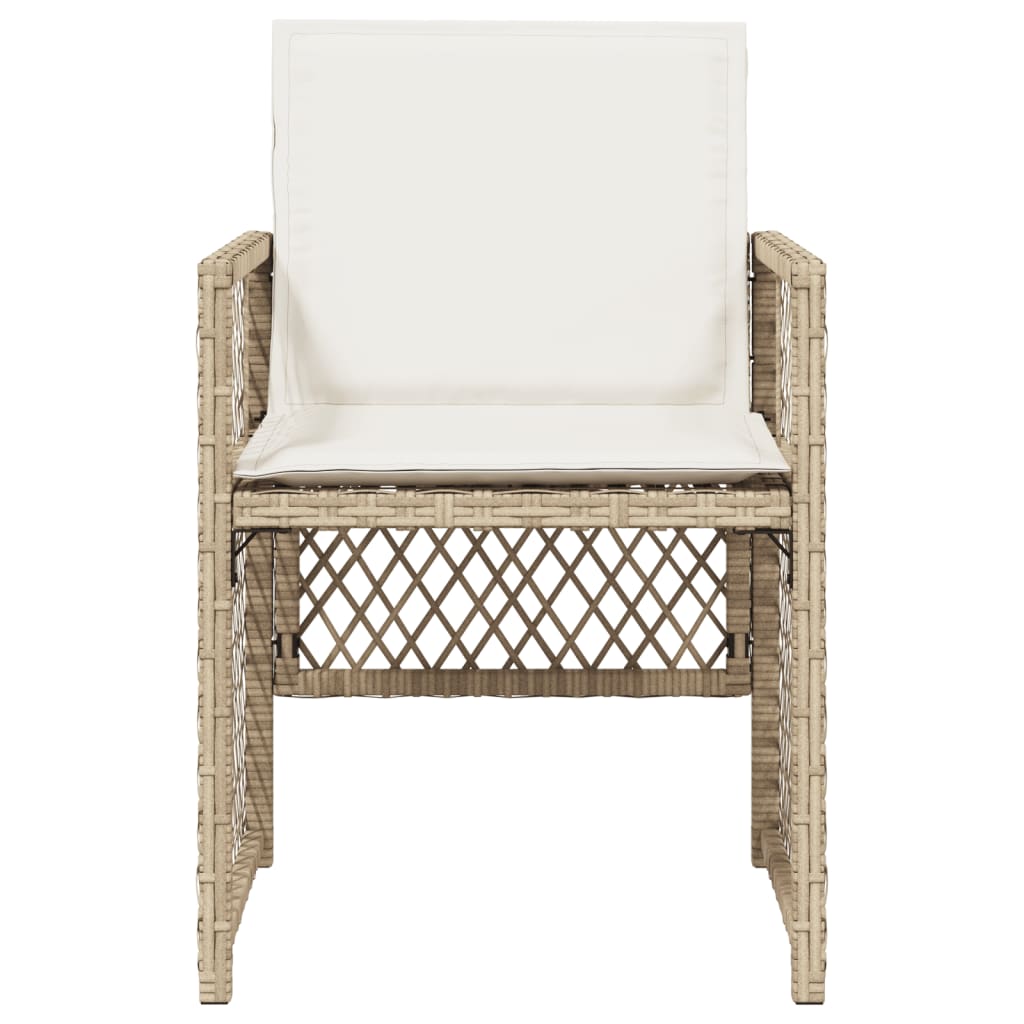 havestole 4 stk. med hynder polyrattan beige