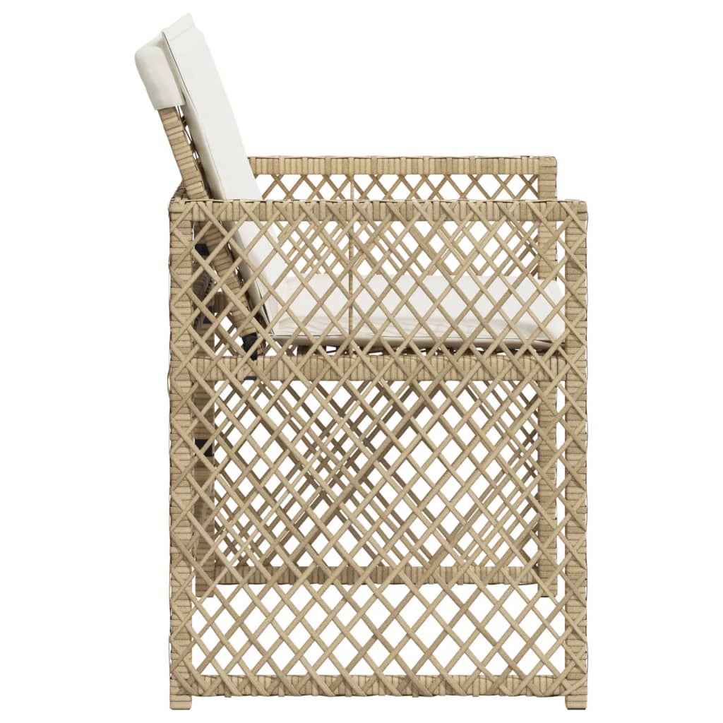 havestole 4 stk. med hynder polyrattan beige