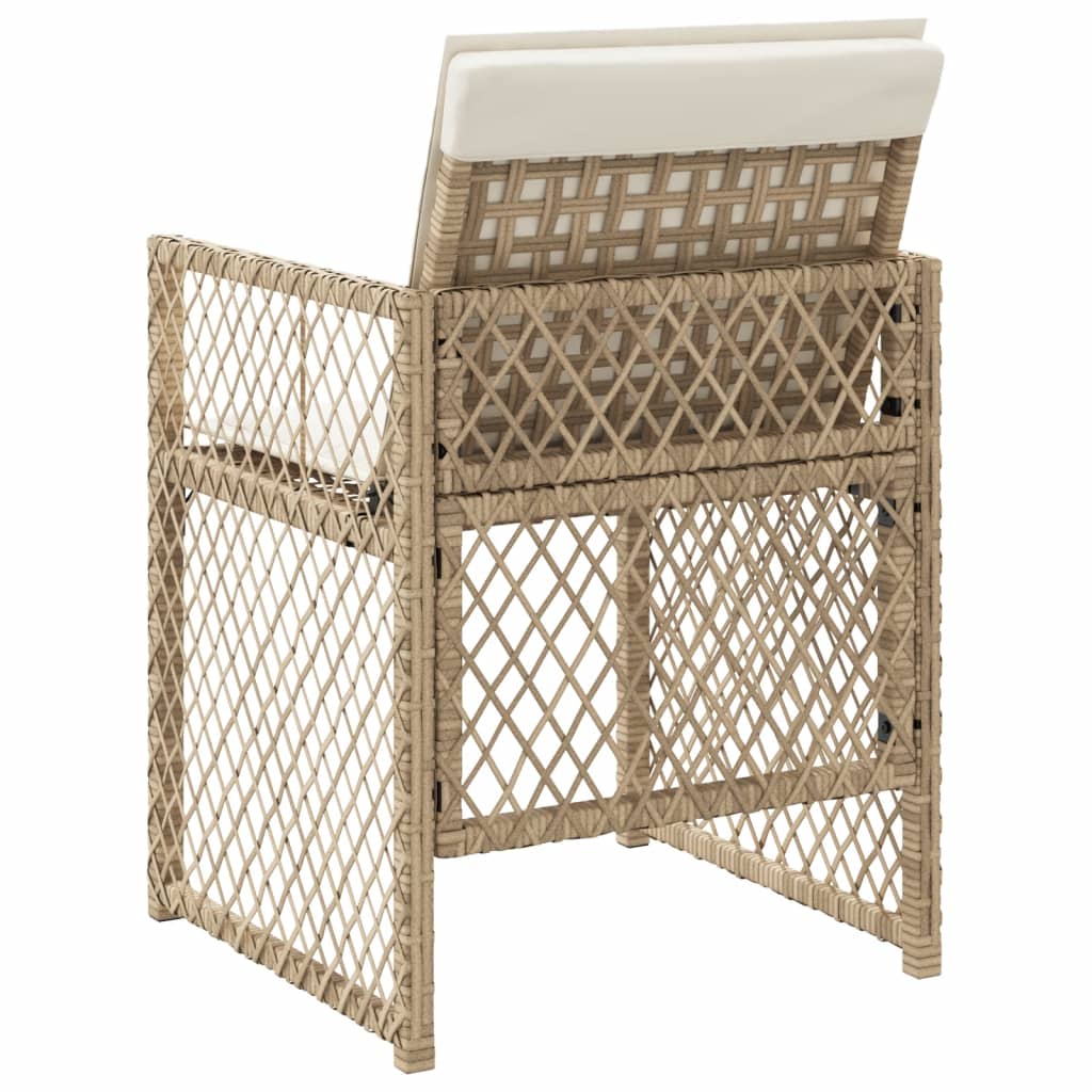 havestole 4 stk. med hynder polyrattan beige