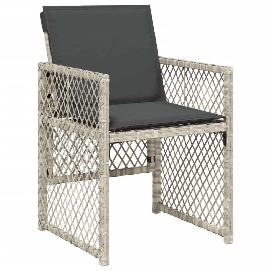 havestole 4 stk. med hynder polyrattan lysegrå