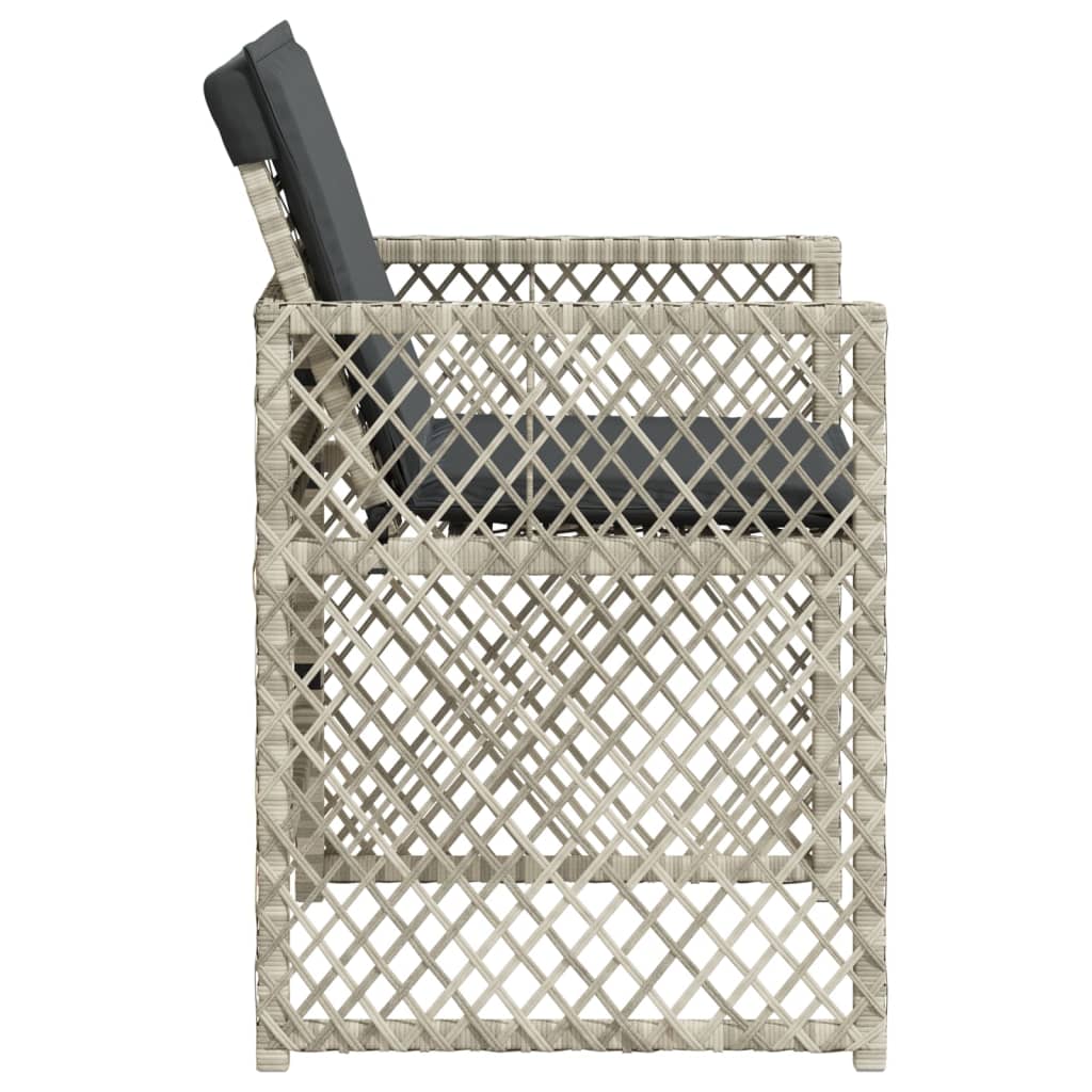 havestole 4 stk. med hynder polyrattan lysegrå
