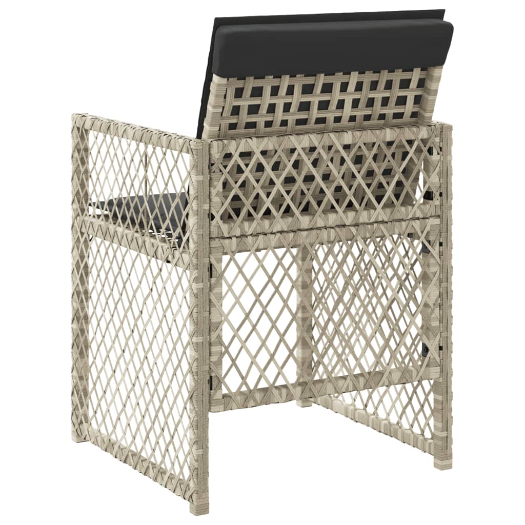 havestole 4 stk. med hynder polyrattan lysegrå