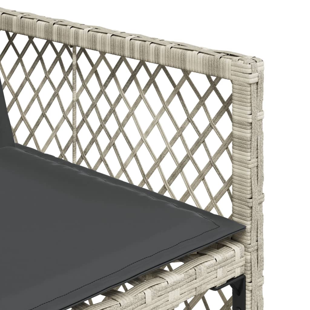 havestole 4 stk. med hynder polyrattan lysegrå