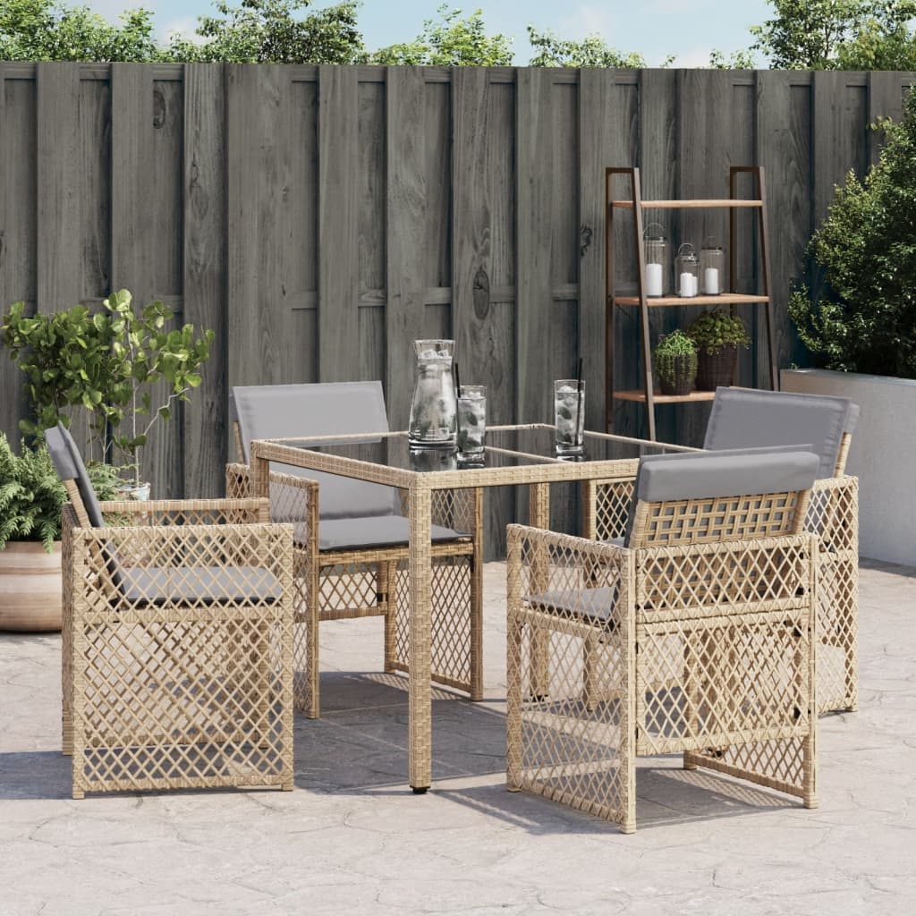 havestole 4 stk. med hynder polyrattan blandet beige