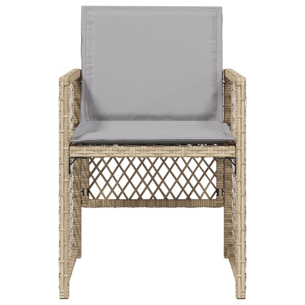 havestole 4 stk. med hynder polyrattan blandet beige