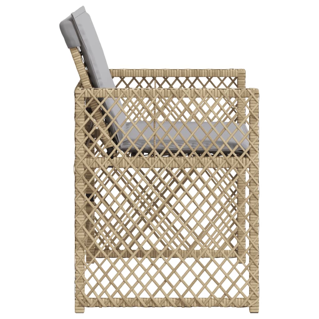 havestole 4 stk. med hynder polyrattan blandet beige