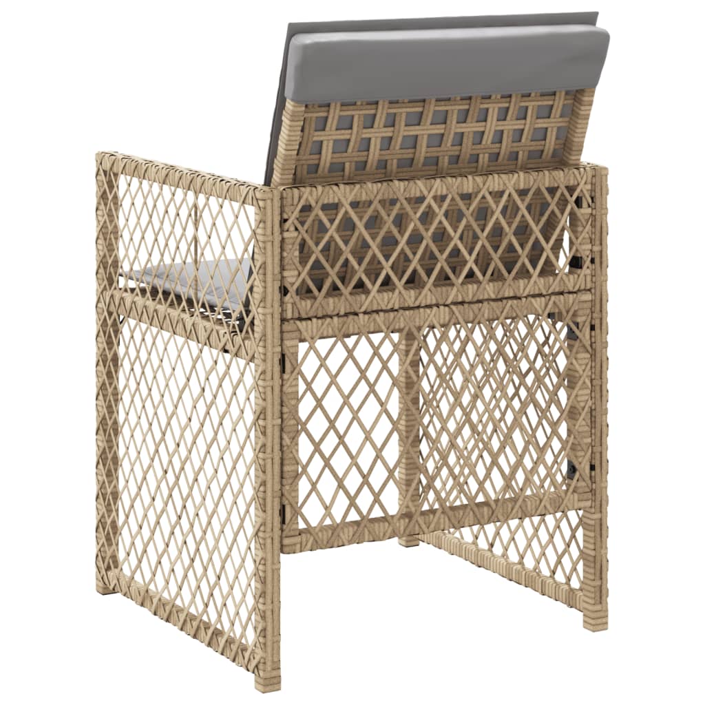 havestole 4 stk. med hynder polyrattan blandet beige