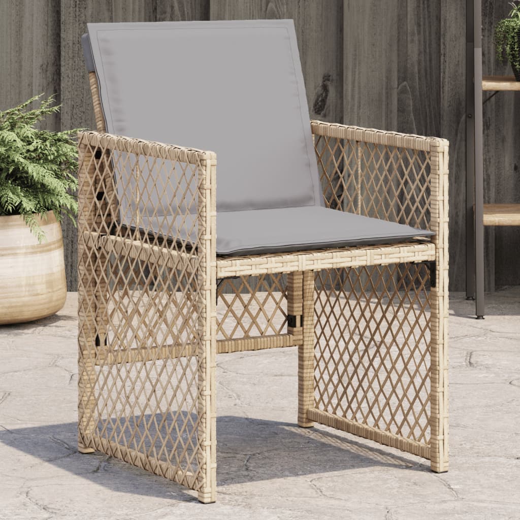 havestole 4 stk. med hynder polyrattan blandet beige