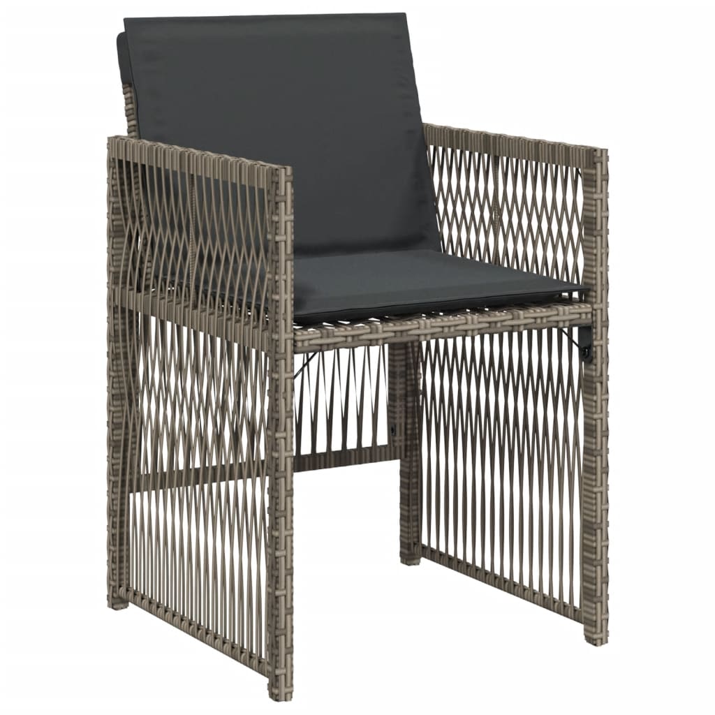 havestole med hynder 4 stk. polyrattan grå
